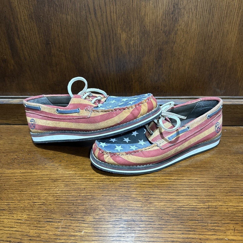 Roper‎ Women's Ladies Size 7.5 USA American Beauty Lace Up Moccasin Boat Shoe